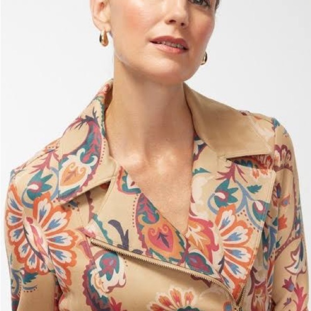 Chico’s Artisanal Faux Suede Printed Jacket SZ XXL Boho Western Desert Festival - Picture 3 of 11
